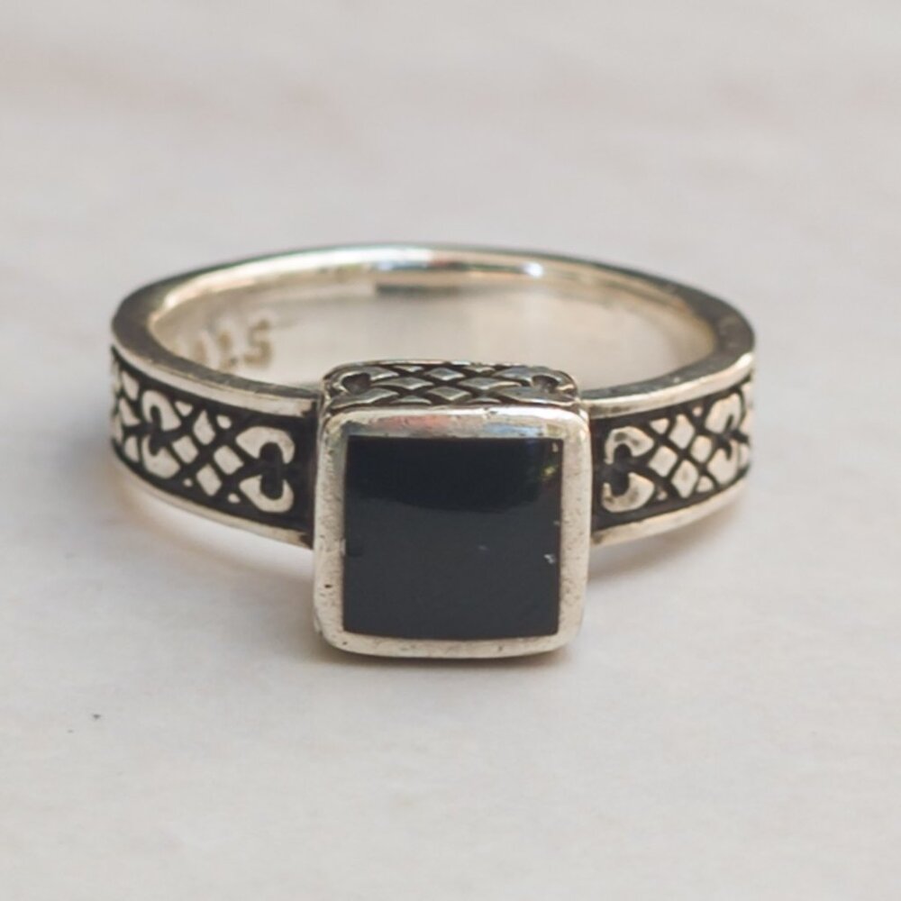 Sterling Silver 925 Onyx Ring | Size 5 ¼ | Silpada Maker